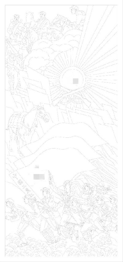 中國工農(nóng)紅軍浮雕雕塑原創(chuàng)手繪設(shè)計(jì)稿