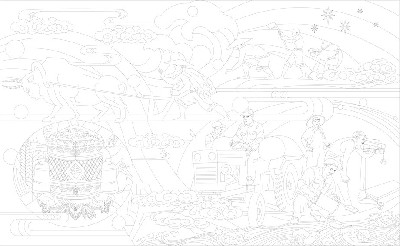 民族團(tuán)結(jié)浮雕雕塑原創(chuàng)手繪設(shè)計(jì)稿