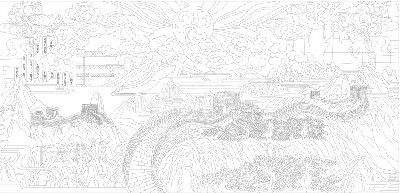 山水風(fēng)景浮雕雕塑原創(chuàng)手繪設(shè)計稿