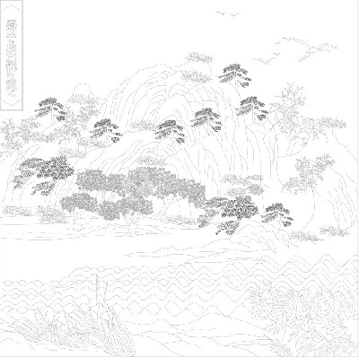 山水風(fēng)景浮雕雕塑原創(chuàng)手繪設(shè)計稿