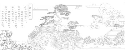 山水風景浮雕雕塑原創(chuàng)手繪設計稿