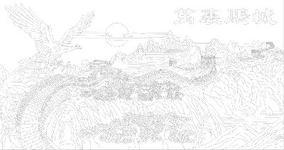 山水風景浮雕雕塑原創(chuàng)手繪設計稿