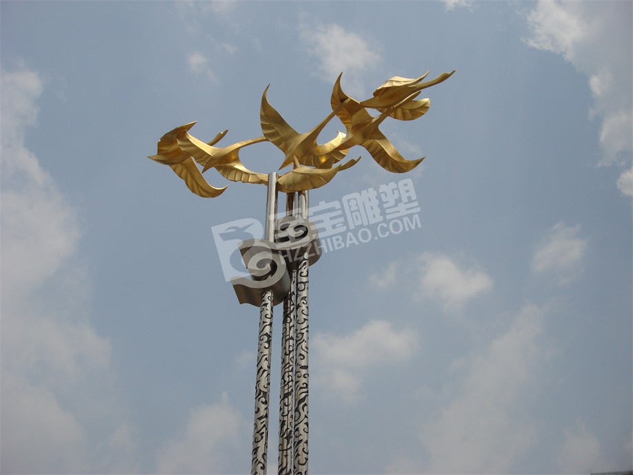 城市標(biāo)志性建筑飛鳥(niǎo)不銹鋼雕塑雕塑定制