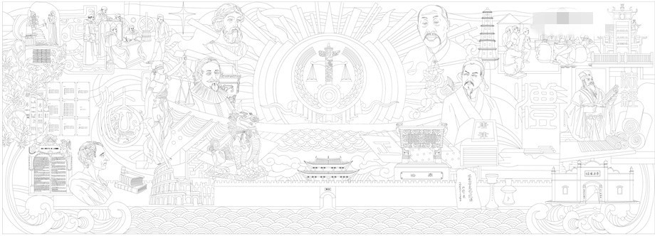 法院浮雕雕塑壁畫原創(chuàng)手繪設(shè)計(jì)稿