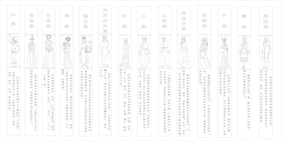 民族團(tuán)結(jié)浮雕雕塑原創(chuàng)手繪設(shè)計稿
