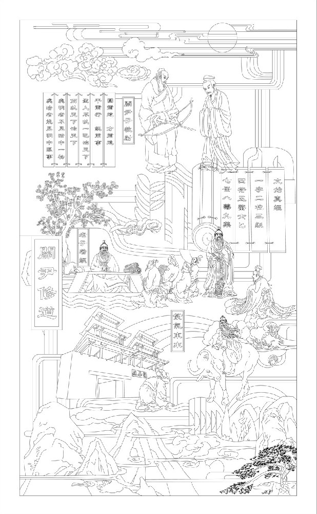 人文歷史浮雕雕塑原創(chuàng)手繪設(shè)計稿