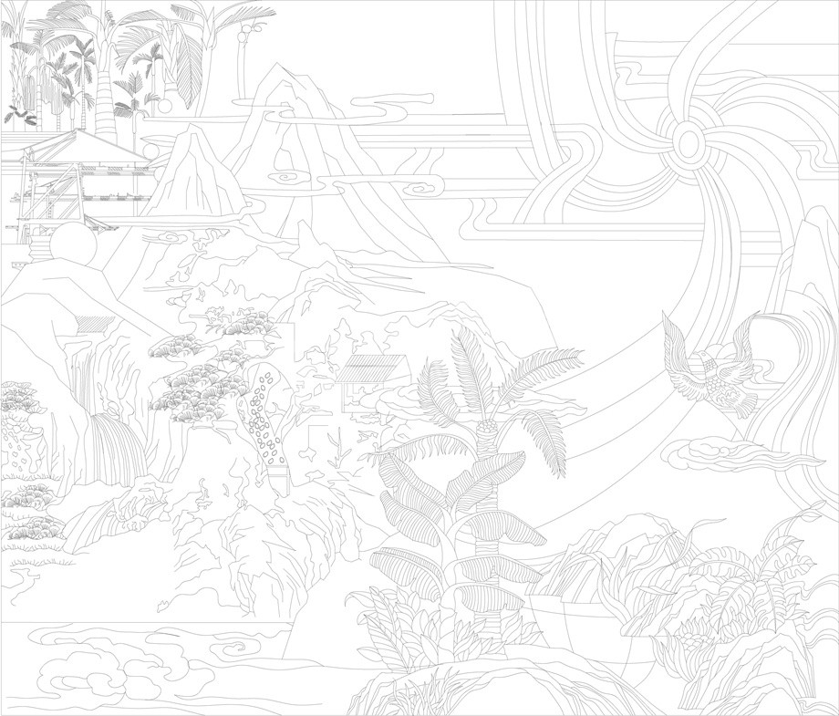 山水風(fēng)景浮雕雕塑原創(chuàng)手繪設(shè)計稿