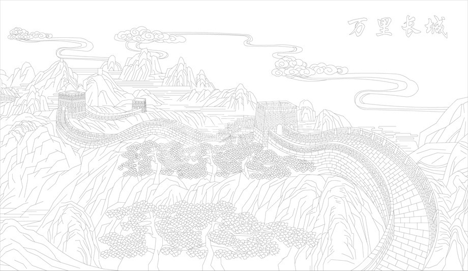 山水風(fēng)景浮雕雕塑原創(chuàng)手繪設(shè)計稿