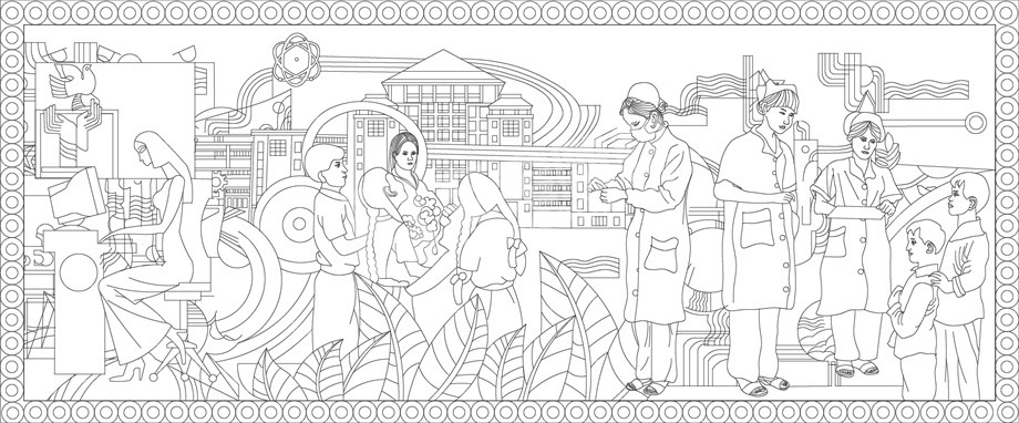 中醫(yī)文化浮雕雕塑原創(chuàng)手繪設(shè)計稿