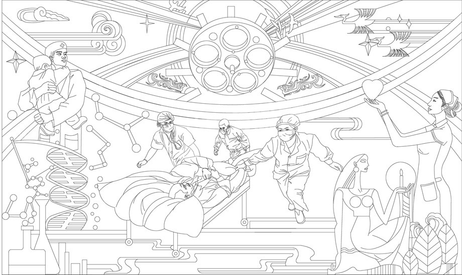 中醫(yī)文化浮雕雕塑原創(chuàng)手繪設(shè)計稿