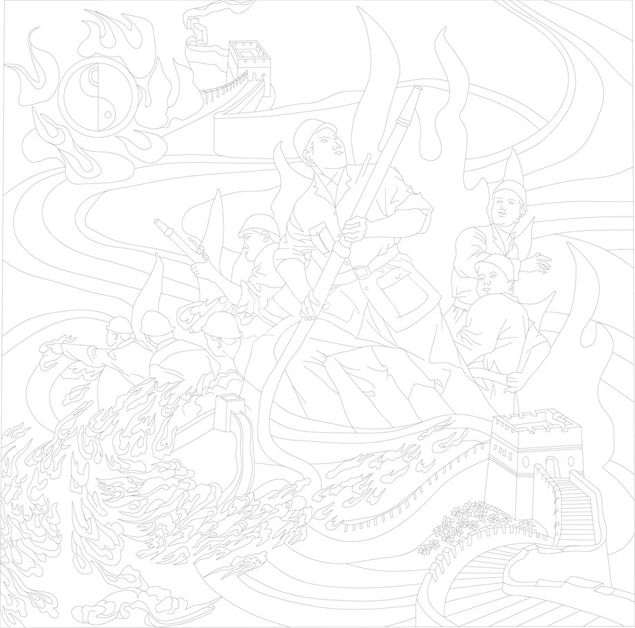 紅色黨建浮雕雕塑原創(chuàng)手繪設計稿